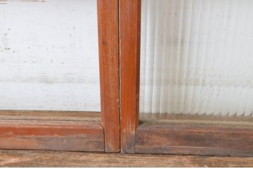 アンティーク建具　レトロなモールガラス入りのガラス窓2枚セット(引き戸、ガラス戸)(R-065034)