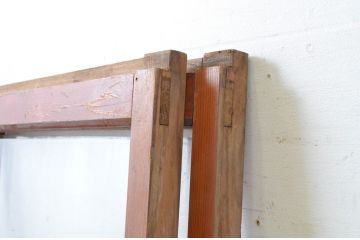 アンティーク建具　レトロなモールガラス入りのガラス窓2枚セット(引き戸、ガラス戸)(R-065034)