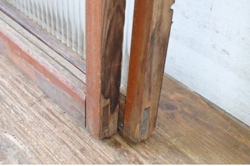 アンティーク建具　レトロなモールガラス入りのガラス窓2枚セット(引き戸、ガラス戸)(R-065034)