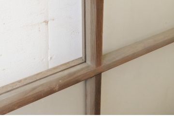 アンティーク建具　古い木味のガラス窓4枚セット(ガラス戸、引き戸)(R-065036)