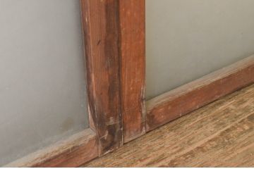 アンティーク建具　古い木味のガラス窓4枚セット(ガラス戸、引き戸)(R-065036)