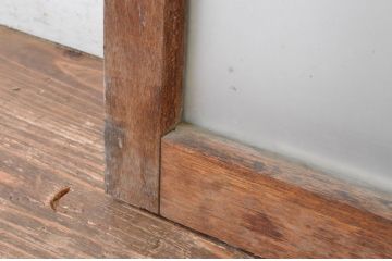 アンティーク建具　ペイント仕上げ限定　ペンキの剥げた横桟ガラス窓2枚セット(引き戸、ガラス戸)(R-065037)