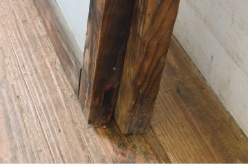 アンティーク建具　古い木味の横桟ガラス窓2枚セット(引き戸、ガラス戸)(R-065038)