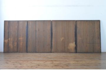 アンティーク建具　希少　漆職人工房の味わい深い室戸4枚セット(むろと、引き戸、横桟板戸、窓)(R-065040)