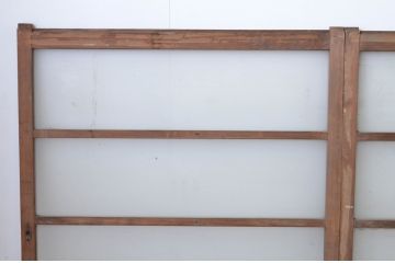 アンティーク建具　古い木味のシンプルな横桟のガラス窓4枚セット(引き戸、ガラス戸)(R-065041)