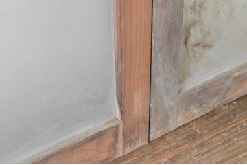 アンティーク建具　古い木味のシンプルな横桟のガラス窓4枚セット(引き戸、ガラス戸)(R-065041)