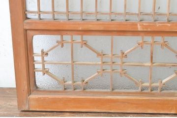 ビンテージ建具　和モダンな雰囲気を醸し出す組子入り書院ガラス戸2枚セット(窓、書院戸、引き戸、ヴィンテージ)(R-065042)