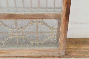 ビンテージ建具　和モダンな雰囲気を醸し出す組子入り書院ガラス戸2枚セット(窓、書院戸、引き戸、ヴィンテージ)(R-065042)