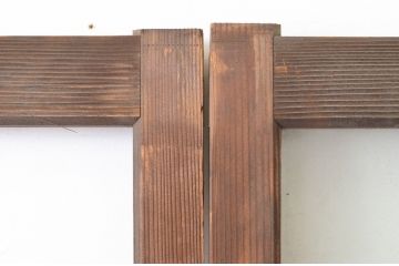 アンティーク建具　古い木味の腰板付きガラス窓4枚セット(ガラス戸、引き戸)(R-065043)