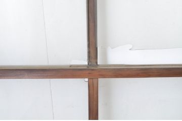 アンティーク建具　古い木味の腰板付きガラス窓4枚セット(ガラス戸、引き戸)(R-065043)