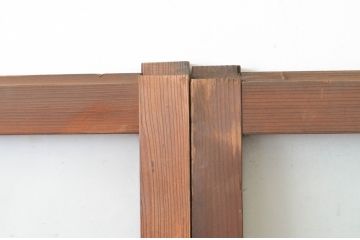 アンティーク建具　古い木味の腰板付きガラス窓4枚セット(ガラス戸、引き戸)(R-065044)