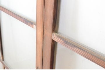 アンティーク建具　古い木味の腰板付きガラス窓4枚セット(ガラス戸、引き戸)(R-065044)