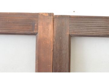 アンティーク建具　古い木味の腰板付きガラス窓2枚セット(ガラス戸、引き戸)(R-065045)
