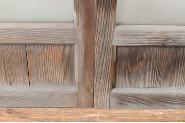 アンティーク建具　古い木味の腰板付きガラス窓2枚セット(ガラス戸、引き戸)(R-065045)