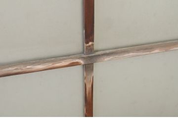 アンティーク建具　古い木味の腰板付きガラス窓2枚セット(ガラス戸、引き戸)(R-065045)