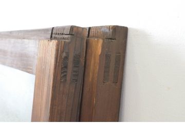 アンティーク建具　古い木味の腰板付きガラス窓2枚セット(ガラス戸、引き戸)(R-065045)