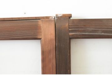 アンティーク建具　古い木味の腰板付き幅狭ガラス窓4枚セット(ガラス戸、引き戸)(R-065046)