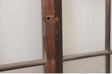 アンティーク建具　古い木味の腰板付き幅狭ガラス窓4枚セット(ガラス戸、引き戸)(R-065046)
