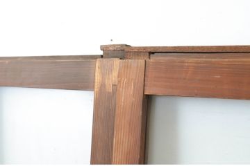 アンティーク建具　古い木味の腰板付き幅狭ガラス窓4枚セット(ガラス戸、引き戸)(R-065046)