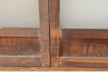 アンティーク建具　古い木味の腰板付き幅狭ガラス窓4枚セット(ガラス戸、引き戸)(R-065046)
