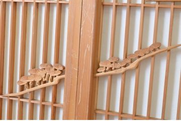 ビンテージ建具　経年を感じさせる古い木味の味わいが魅力の書院戸4枚セット(障子戸、窓、引き戸、ヴィンテージ)(R-065048)