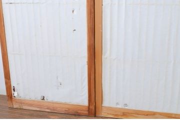 ビンテージ建具　経年を感じさせる古い木味の味わいが魅力の書院戸4枚セット(障子戸、窓、引き戸、ヴィンテージ)(R-065048)