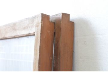 アンティーク建具　両面ガラスの組子入り　落ち着いた和の雰囲気を演出する書院戸2枚セット(窓、ガラス戸、引き戸)(R-065050)