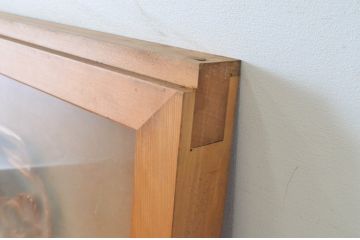 アンティーク建具　松竹梅　両面ガラス彫刻欄間2枚セット(明かり取り、明り取り、建具)(R-065052)