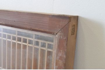 アンティーク建具　両面ガラス入り　品のあるデザインが魅力的な組子欄間2枚セット(明かり取り、明り取り)(R-065055)