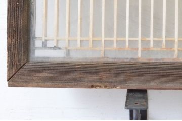 アンティーク建具　両面ガラス入り　品のあるデザインが魅力的な組子欄間2枚セット(明かり取り、明り取り)(R-065055)