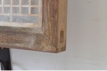 アンティーク建具　両面ガラス入り　品のあるデザインが魅力的な組子欄間2枚セット(明かり取り、明り取り)(R-065055)