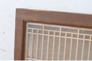 アンティーク建具　両面ガラス入り　品のあるデザインが魅力的な組子欄間2枚セット(明かり取り、明り取り)(R-065055)