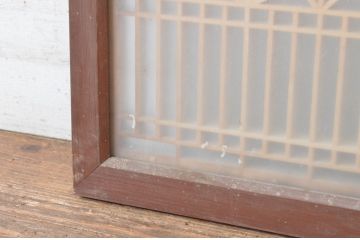 アンティーク建具　両面ガラス入り　品のあるデザインが魅力的な組子欄間2枚セット(明かり取り、明り取り)(R-065055)
