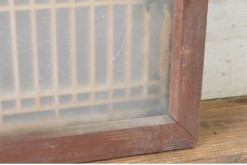 アンティーク建具　両面ガラス入り　品のあるデザインが魅力的な組子欄間2枚セット(明かり取り、明り取り)(R-065055)