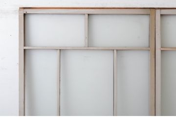 アンティーク建具　ペイント仕上げ限定!存在感のあるデザインの大正ロマンガラス戸2枚セット(引き戸、建具)(R-065058)