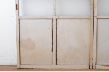 アンティーク建具　ペイント仕上げ限定!存在感のあるデザインの大正ロマンガラス戸2枚セット(引き戸、建具)(R-065058)
