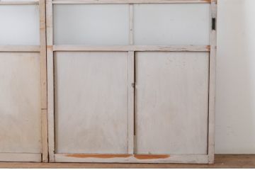 アンティーク建具　ペイント仕上げ限定!存在感のあるデザインの大正ロマンガラス戸2枚セット(引き戸、建具)(R-065058)
