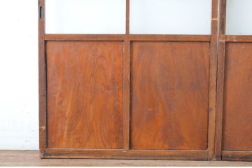 アンティーク建具　ペイント仕上げ限定!存在感のあるデザインの大正ロマンガラス戸2枚セット(引き戸、建具)(R-065058)