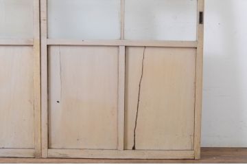 アンティーク建具　ペイント仕上げ限定!　存在感のあるデザインの大正ロマンガラス戸2枚セット(引き戸、建具)(R-065059)