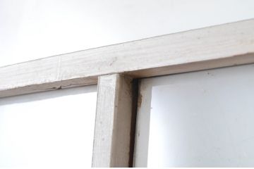 アンティーク建具　ペイント仕上げ限定!　存在感のあるデザインの大正ロマンガラス戸2枚セット(引き戸、建具)(R-065059)