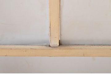 アンティーク建具　ペイント仕上げ限定!　存在感のあるデザインの大正ロマンガラス戸2枚セット(引き戸、建具)(R-065059)