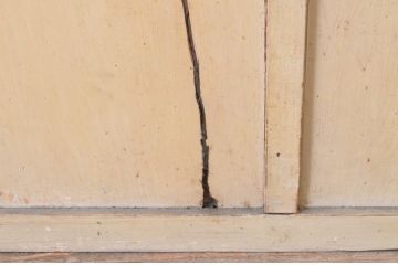 アンティーク建具　ペイント仕上げ限定!　存在感のあるデザインの大正ロマンガラス戸2枚セット(引き戸、建具)(R-065059)