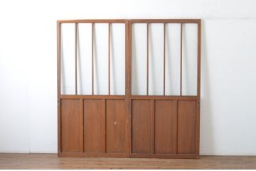 レトロ建具　昭和なデザインのモールガラス入り引き戸2枚セット(ガラス戸)(R-065060)