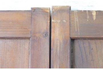  アンティーク建具　裏ガラス付き　味わい深い格子帯戸4枚セット(ガラス戸、引き戸、ガラス帯戸、板戸)(R-065062)