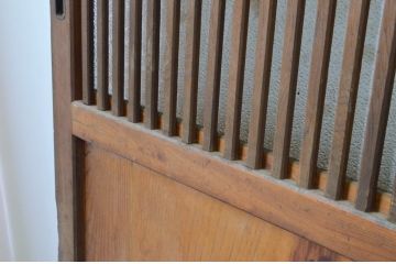  アンティーク建具　裏ガラス付き　味わい深い格子帯戸4枚セット(ガラス戸、引き戸、ガラス帯戸、板戸)(R-065062)