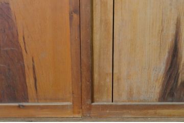  アンティーク建具　裏ガラス付き　味わい深い格子帯戸4枚セット(ガラス戸、引き戸、ガラス帯戸、板戸)(R-065062)