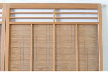 レトロ建具　シンプルなデザインの夏戸2枚セット(簾戸、御簾戸、簀戸、葭戸、夏障子、すど、引き戸)(R-065063)