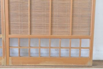 レトロ建具　シンプルなデザインの夏戸2枚セット(簾戸、御簾戸、簀戸、葭戸、夏障子、すど、引き戸)(R-065063)