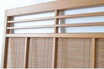 レトロ建具　シンプルなデザインの夏戸2枚セット(簾戸、御簾戸、簀戸、葭戸、夏障子、すど、引き戸)(R-065063)