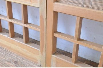 レトロ建具　シンプルなデザインの夏戸2枚セット(簾戸、御簾戸、簀戸、葭戸、夏障子、すど、引き戸)(R-065063)